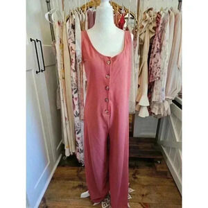 Streetwear Society Women's M Rose Pink Casual Wide Leg Jumpsuit Spring/Summer